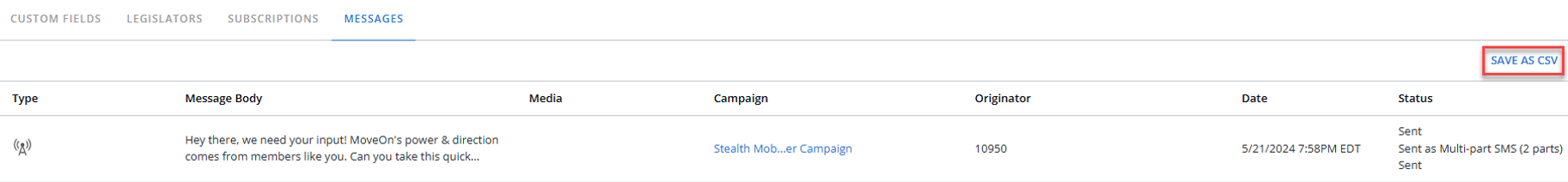 save as CSV
