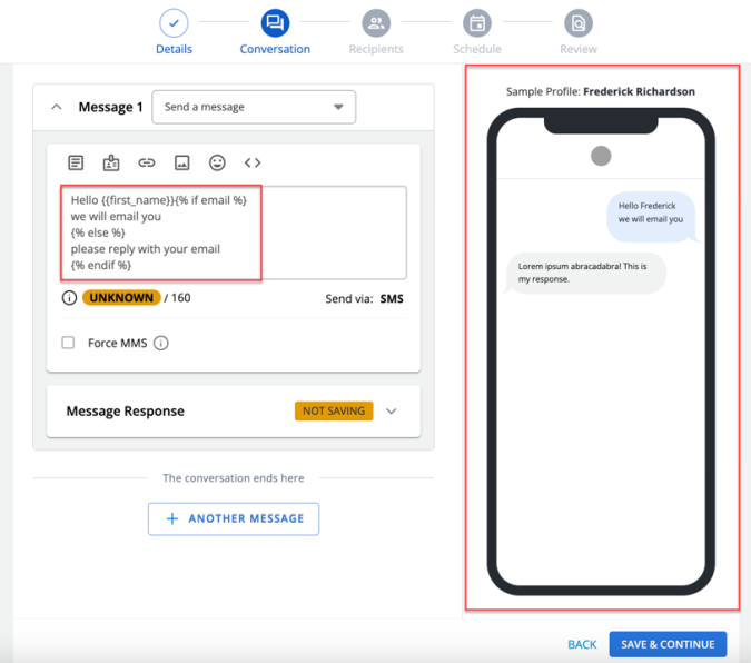 message preview