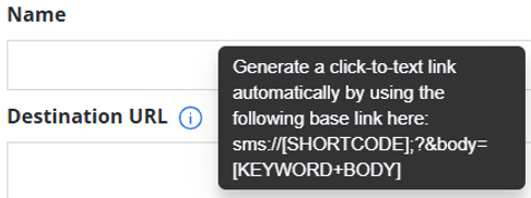 destination URL