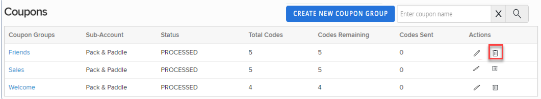 delete coupon groups