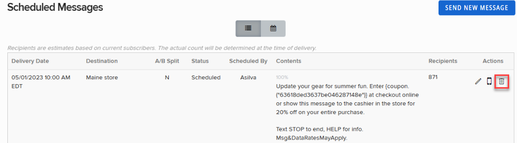 scheduled messages