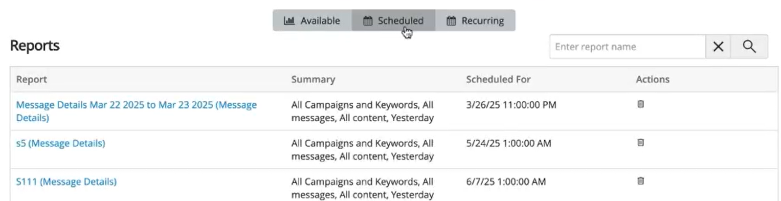 scheduled reports