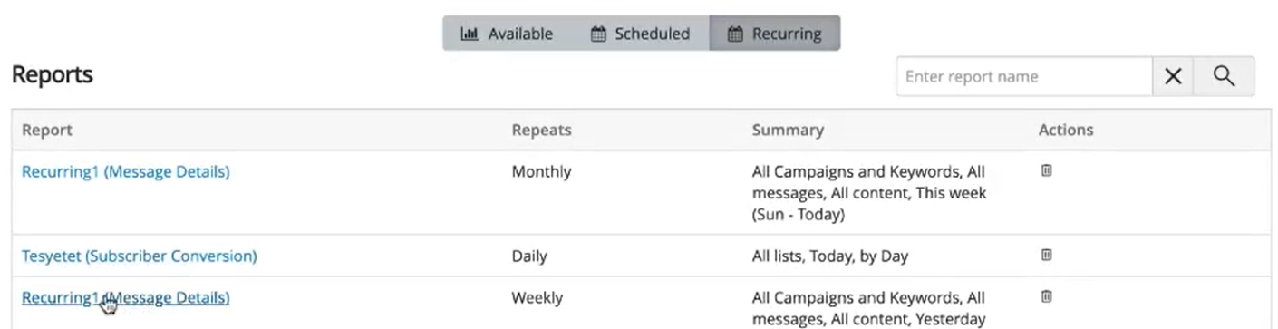 recurring report 