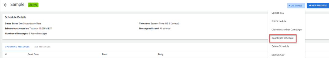 deactivate schedule