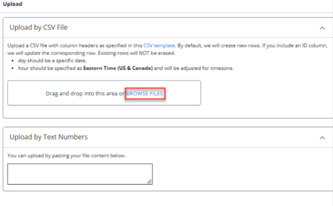 upload CSV