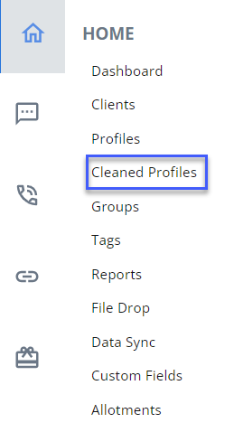 Cleaned Profiles in the Home menu
