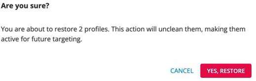 Restore confirmation